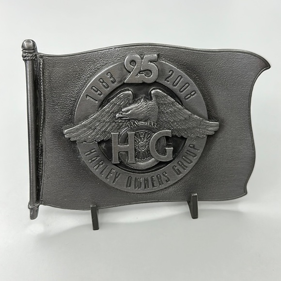 Harley-Davidson HOG 25th Anniversary Collector Metal Plaque with Stand - Picture 1 of 4